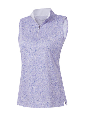 3d rendering of lavender rose women's sleeveless q-zip print quick dry golf tops