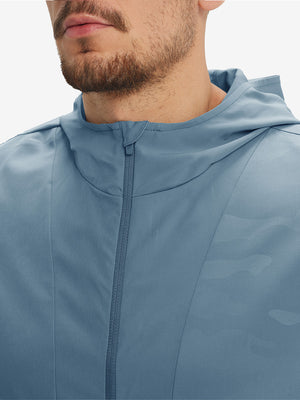 Water-Resistant Embossed Short Sleeve Q-Zip Hoodies