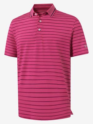3d rendering of beetroot purple/charcoal htr non-curl ribbed collar striped polo shirts