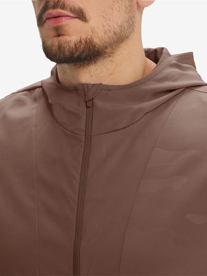 Water-Resistant Embossed Short Sleeve Q-Zip Hoodies