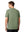 Back upper body view in green grey of men's short sleeve slim fit roma knit t-shirt.