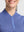 Front shot from nose to chest of model wearing light blue navy women's q-zip pin striped texture golf shirts