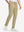 Front lower body shot of model wearing khaki stretch cotton blend slim fit golf trousers 5 pockets