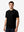 Front upper body view in black of men's short sleeve slim fit roma knit t-shirt.