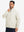 Model wearing lightweight water-resistant outerwear jacket, beige, front upper body view