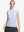 Front upper body shot of model wearing pink purple rose women's sleeveless q-zip print quick dry golf tops