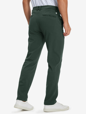 Golf Lightweight Fleece Lined Dress Pants in forest green, front lower body fit view