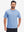 Front upper body view in blue heather of moisture wicking heather round neck athletic t-shirts.