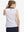 Back upper body shot of model wearing colorful hearts women's sleeveless v-neck print golf shirts