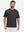 Front upper body view in black heather of moisture wicking heather round neck athletic t-shirts.
