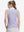 Back upper body shot of model wearing lavender rose women's sleeveless v-neck print golf shirts