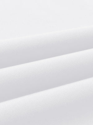 Close-up of soft knit fabric texture, showing fine weaving details, men's short sleeve slim fit roma knit t-shirt in white