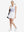 Front full body shot of model exercising in pink purple rose women's sleeveless v-neck print golf shirts