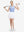 Front full body shot of model exercising in white blue stripes women's sleeveless v-neck print golf shirts
