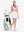 Front full body shot of model exercising in pink white florals women's sleeveless v-neck print golf shirts