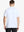 Back half-body view of male model wearing the White Everyday Classic Solid Polo