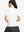 Back upper body shot of model wearing white women's breathable 1/4 zip pullover golf shirts