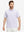 Front half-body view of a model wearing the lavender feather weight jacquard polo shirts, showing the chest pocket