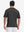 Back upper body view in black heather of moisture wicking heather round neck athletic t-shirts.