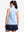 Back upper body shot of model wearing blue plaid women's sleeveless q-zip print quick dry golf tops