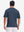 Back upper body view in dark blue heather of moisture wicking heather round neck athletic t-shirts.