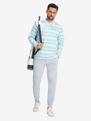 Lightweight Ankle-Zip Sweatpants with 4 Pockets in misty grey, full body front view with golf bag