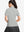 Back upper body shot of model wearing light grey women's breathable 1/4 zip pullover golf shirts