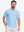 Front upper body shot of model wearing light blue dry fit waffle textured collared golf shirts