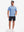 Front full body view in blue heather of moisture wicking heather round neck athletic t-shirts.