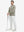 Model full-body view holding a golf club wearing warm fleece golf hoodies pullover in dust beige.