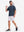Front full body view in dark blue heather of moisture wicking heather round neck athletic t-shirts.