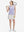 Front full body shot of model playing golf in lavender rose women's sleeveless v-neck print golf shirts