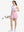 Front full body shot of model exercising in pink purple stripes women's sleeveless q-zip print quick dry golf tops