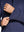 Close-up of cuff on Pinstripe Quarter Zip Pullover, showing stretch and construction – NAVY MELANGE