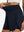 Detail view of elastic waistband on navy blue women's gym golf shorts with liner pocket