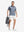 Front full body shot of model exercising in dark blue diamond premium ribbed collar print polo shirts