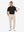 Front full body with golf club in black of nylon blend casual jacquard polo shirts.