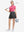 Front full body shot of model exercising in rose women's 5 buttons collared polo shirts