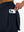 Detail view of side pocket on navy blue women's gym golf shorts with liner pocket