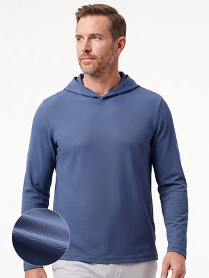 Vertical Stripes Ribbed Knit Hoodies Sweatshirt