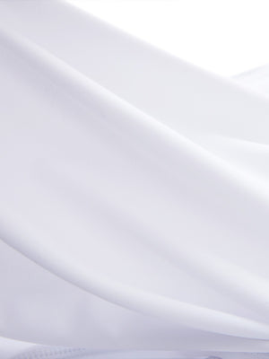 Close-up texture of white women's high waisted golf skirts with 4 inner pockets fabric showing detailed material and weave.