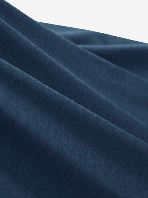  Close-up view of soft heather fabric texture and fine knitting craft, performance heather contrast collar polo shirts in dark blue heather