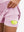 Detail view of inner pocket on light pink women's stretch a-line golf skort with 7 pockets