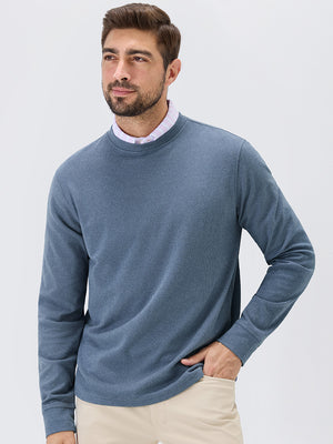 Heather Brushed Rib Knit Crewneck Sweatshirt
