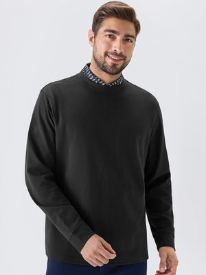 Heather Brushed Rib Knit Crewneck Sweatshirt