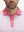 Front shot from nose to chest of model wearing keys pattern stylish full print contrast collared golf polo shirts