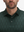 Front shot from nose to chest of model wearing green palm leaves stylish full print contrast collared golf polo shirts