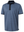 3d view of garment in navy lines of stylish full print contrast collared golf polo shirts.