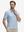Front upper body shot of model wearing lines geometric stylish full print contrast collared golf polo shirts