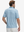 Back upper body shot of model wearing white blue abstract stylish full print contrast collared golf polo shirts